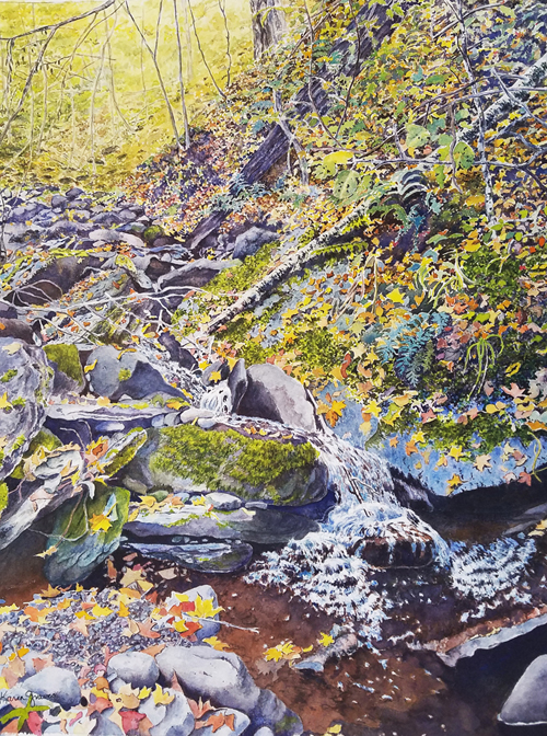 Painting of Stream in the Fall